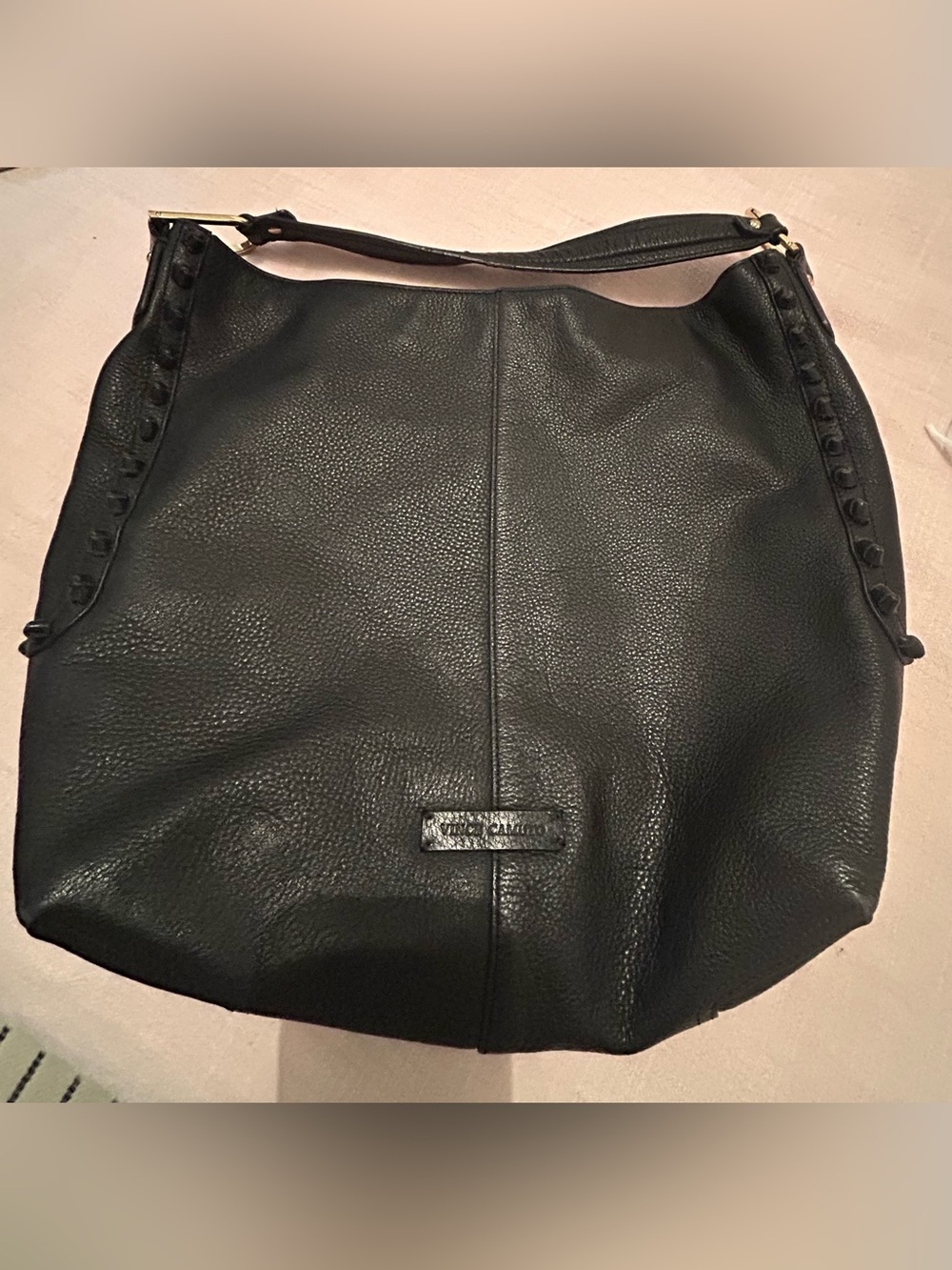 🌸Vince Camuto Black Pebbled
Leather Studded Hobo Bag Large
